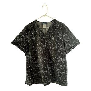 Cherokee Medical Uniforms Women’s Scrub Top Size L – “I Need My Space” Black Gal